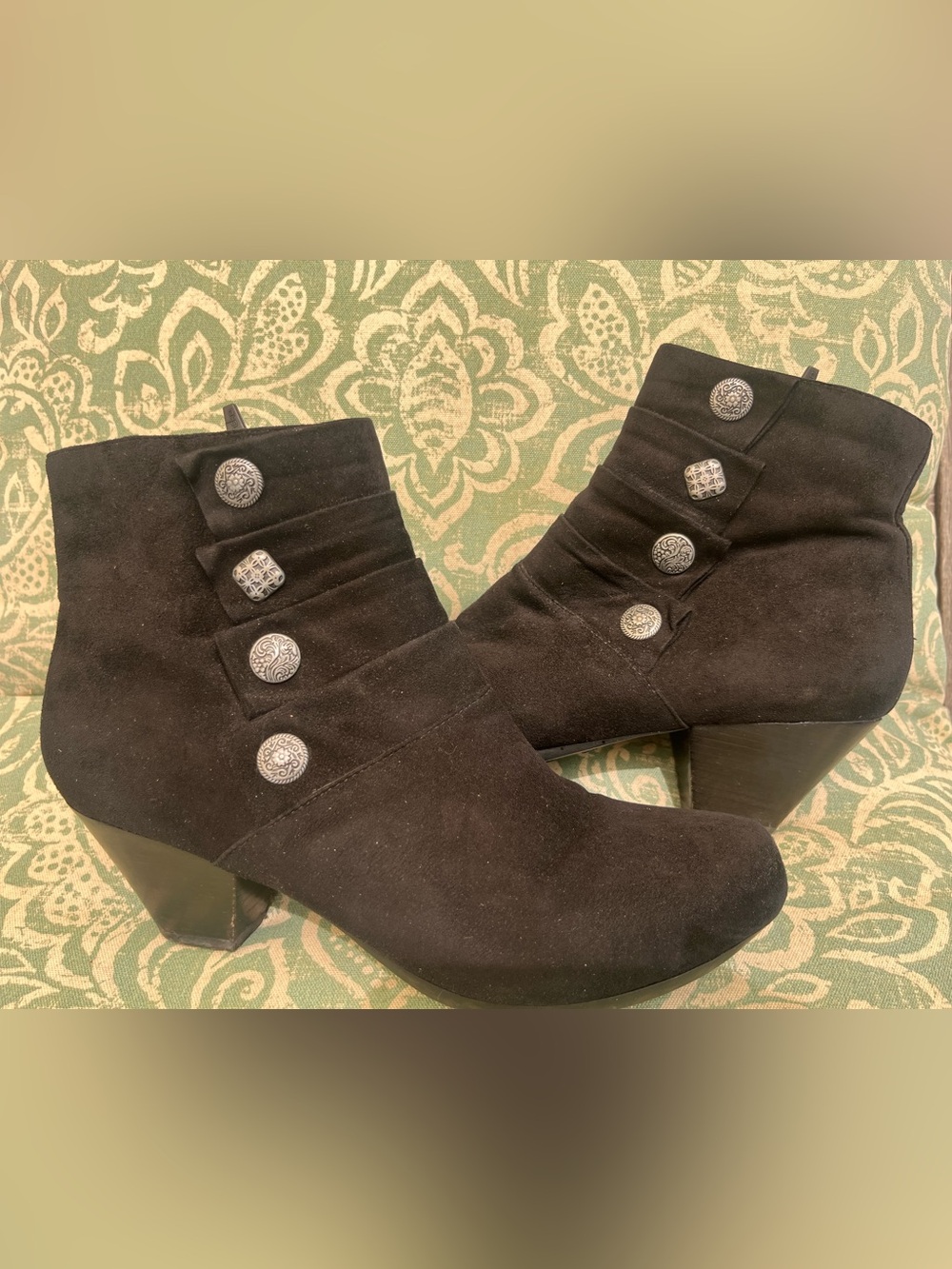 Black Suede Button Accent Ankle Boots - Women's Dansko Baker